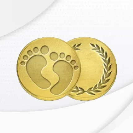 Engraved gold coin – Baby footprints
