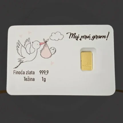 Moj prvi gram – kartica sa motivom rode (1g zlato)