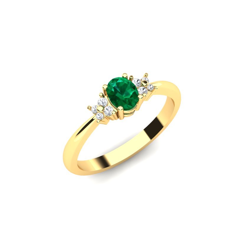 P 08 ring yellow gold 585 with emerald and diamonds