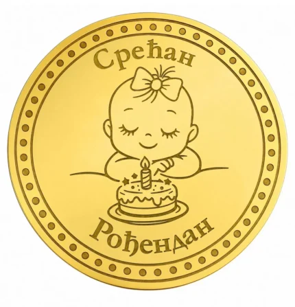 Gold coin Happy birthday girl